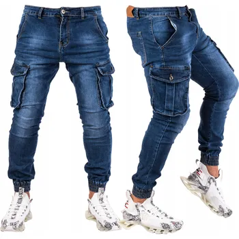 Pánské kalhoty VEL.30 Pánské kalhoty JOGGERY kapsáče TMAVĚ MODRÉ POXEE