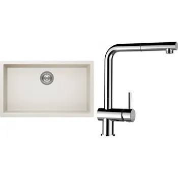 Granitový dřez Set Schock S15-13 (dřez Kaia N-100XL Magnolia + baterie Epos.120 Chrom)