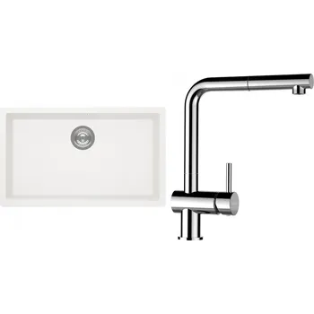 Granitový dřez Set Schock S15-13 (dřez Kaia N-100XL Polaris + baterie Epos.120 Chrom)