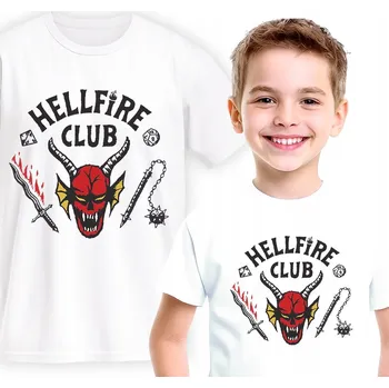 DĚTSKÉ TRIČKO BÍLÉ STRANGER THINGS HELLFIRE CLUB VELIKOST S 128CM