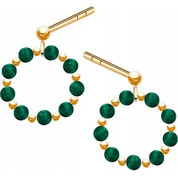 Náušnice Náušnice s přírodními kameny stříbro pozlacené 925 malachit