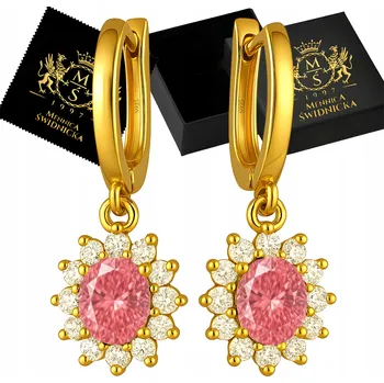 Náušnice Zlaté Visací Náušnice s Anglickým Zapínáním Stříbro 925 Pozlacené Zirkony