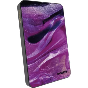 Powerbanka Picasee Powerbanka s MagSafe 5 000 mAh Šedá - Purple glitter