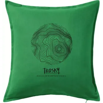 Polštář Trosky - vrstevnice v kruhu - Polštář 50x50 - 50x50 - Pouze potah ( Středně zelená )