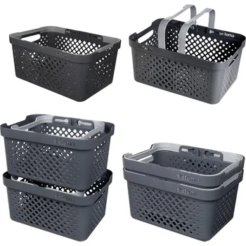 Úložný box SISTEMA Multifunkční košík s uchy, stohovatelný, antracit 41 x 29 x 19 (18,5l)