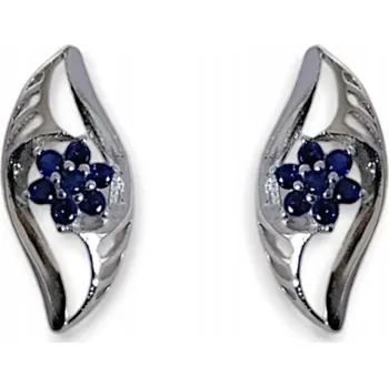 Náušnice Stříbrné náušnice se zirkony kvítky modré