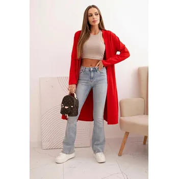 Dámský svetr Dámský bavlněný cardigan s dlouhým rukávem červená UNI