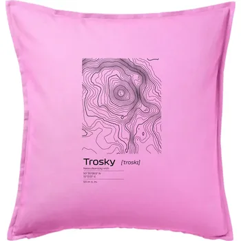 Polštář Trosky - vrstevnice v obdélníku - Polštář 50x50 - 50x50 - Pouze potah ( Růžová )
