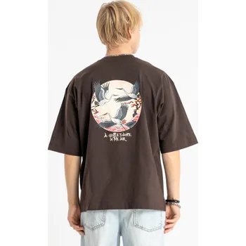 Reporter Young | Hnědé chlapecké tričko LOOSE s potiskem „A Gentle Dance in the Air“ na zádech - Barva HNĚDÁ, Velikost 170 261-0440B-02-790-1