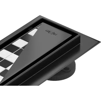 Odvodňovací žlab Mexen Flat 360° M13 lineární otočný odtok 2v1 90 cm, černý - 1710090-40 Lineární podlahové odtoky