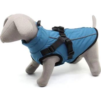 Obleček pro psa Aero zimní bunda pro psa s postrojem modrá 23 cm