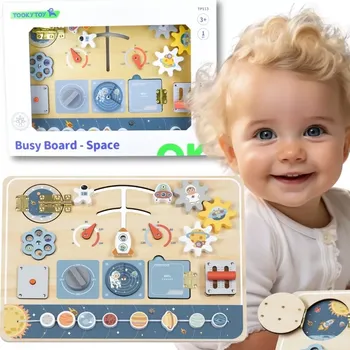 Dětské zboží Tooky Toy dřevěná montessori tabule astronaut a vesmírná raketa