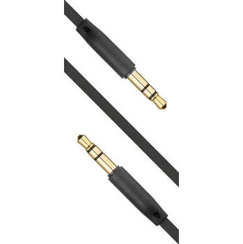 Datový kabel Plochý AUX kabel Fixed s konektory 2 x 3,5 mm jack černý