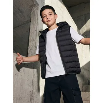 Sinsay - Prošívaná puffer vesta s kapucí - černá - 112HE-99X - 112HE-99X-170