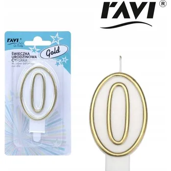Dortová svíčka NAROZENINOVÁ SVÍČKA ČÍSLICE 0 ZLATÁ RAVI