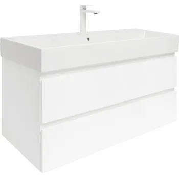 SAT Koupelnová skříňka s umyvadlem SAT B-Way 99x50x45 cm bílá lesk BWAY2100WU2BBI BWAY2100WU2BBI