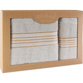 Ručník Sada bavlněných ručníků v krabici, 2 kusy: 50x90 cm a 70x140 cm, světle šedá
