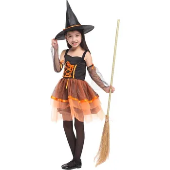 Karnevalový kostým Kostým čarodějnice oranžový, vel. L 120-130 cm