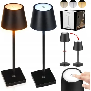 Lampička Noční lampa stolní černá LED akumulátorová stmívatelná 38 cm