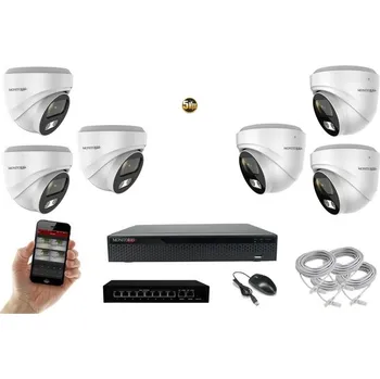 Kompletní kamerový systém MS AI Hybrid light IP 6 kamerový set se switchem 5 Mpix WDome (6141K6B) (Monitorrs Security)