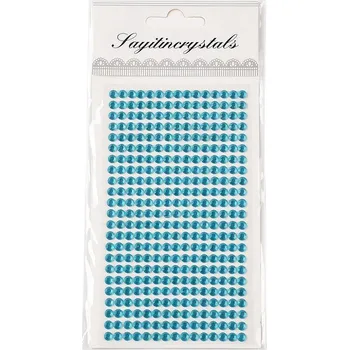 samolepka Samolepky 3D, kamínky, MODRÉ, 20x9,5cm, 345 kamínků/arch