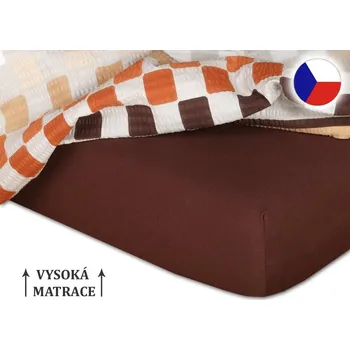 Prostěradlo Jersey prostěradlo na vysokou matraci 180x200x25 EXCLUSIVE Tmavě hnědá