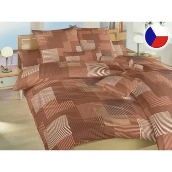 Bavlněné povlečení 200x200, 2x 70x90 KOMFORT Patrik hnědý