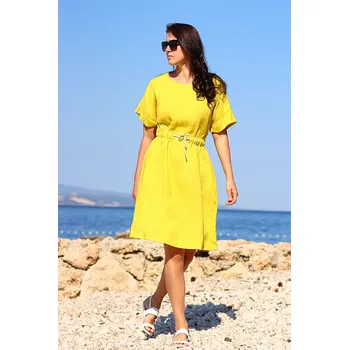 Dámské šaty Lotika Lněné šaty Lotika s netopýřími rukávy 843430