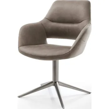 Jídelní židle Otočná židle Yago-Flex s područkami Mikrovlákno Taupe Vintage