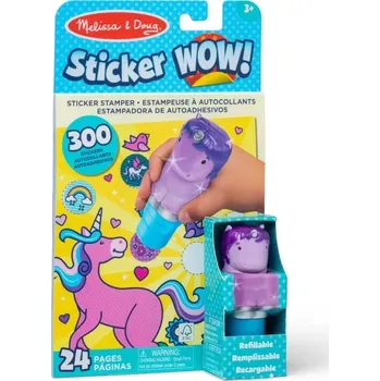 omalovánky Sticker WOW! razítkovací knížka s nálepkami – fialový jednorožec