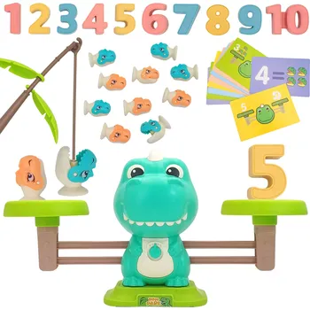 Hračka Woopie dinosauří balanční váha a hra chytání rybek – vzdělávací sada pro počítání