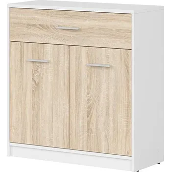 Komoda Black Red White Nepo Plus 5 (bílá + dub sonoma)