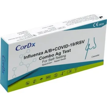 Diagnostický test CorDx 4v1 respirační multitest Influenza A/B+COVID-19/RSV Combo AG test 1ks