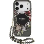 Guess IML Flowers Strap MagSafe Zadní Kryt pro iPhone 17 Pro Black