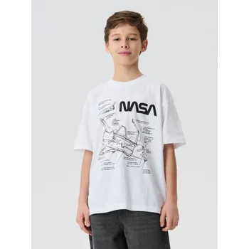 Sinsay - Bavlněné oversize tričko s potiskem NASA - bílá - 736GJ-00X - 736GJ-00X-164