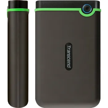 Pevný disk TRANSCEND 4TB StoreJet 25M3S SLIM, 2.5”, USB 3.0 (3.1 Gen 1) Externí Anti-Shock disk, tenký profil, šedo/zelený