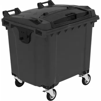 Popelnice NAODPAD Plastový kontejner 1 100 l černý ploché víko