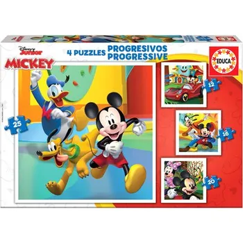 Puzzle Puzzle 12 + 16 + 20 + 25 Mickey Mouse a jeho přátelé Educa