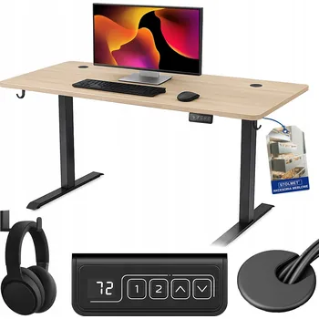 Psací stůl Elektrický výškově nastavitelný stůl 120x60 cm, rozsah 72-118 cm, dub, s LED osvětlením