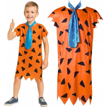 Karnevalový kostým KOSTÝM JESKYNNÍ FLINSTONOVI FLINTSTONE FRED NA HALLOWEENSKÝ PLES 146 152 CM