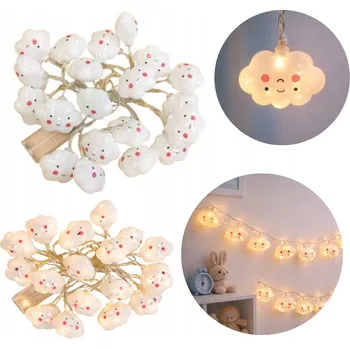 Obraz Ozdobné lampičky do domu, obláčky, dětská dekorace na baterie 2 m 10 Ks.