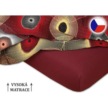 Prostěradlo Jersey prostěradlo na vysokou matraci 180x200x25 EXCLUSIVE Bordó