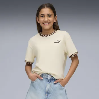 Pánská móda PUMA Dětské fitness tričko relaxed střih Essentials PUMA BÉŽOVÁ|BÍLÁ