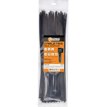 Organizace kabelů Stahovací páska nylonová černá 4 x 370 mm, 100 ks Polax