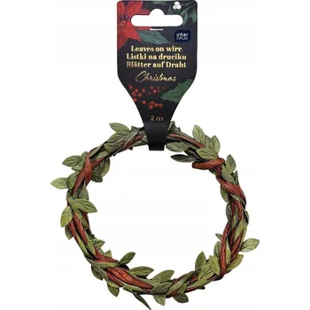 Vánoční dekorace LÍSTKY NA DRÁTKU DEKORACE DIY VÁNOČNÍ CHRISTMAS 2 m INTERDRUK