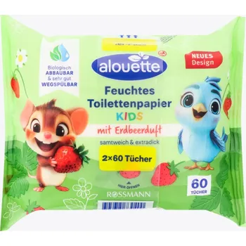 Toaletní papíry ALOUETTE Kids splachovatelný vlhčený toaletní papír Mořský vánek 2x60ks