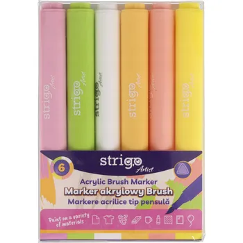 Fixy s hrotem Brush v trojúhelníkovém pouzdře v 6 barvách, sada