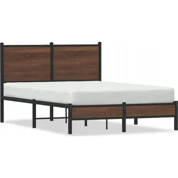 Postel Rám postele ocelový, hnědý dub, 196 x 125 x 91,5 cm