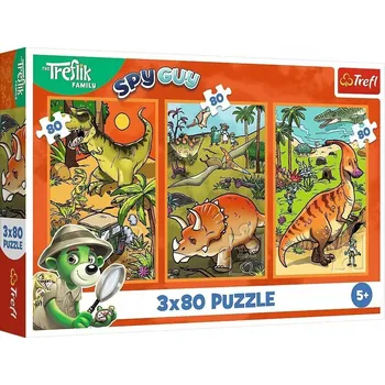 Puzzle PUZZLE 3X80 Treflíci ve světě dinosaurů TREFL