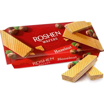 Roshen wafers Hazelnut (Mega Pack) 216g (Kartonové balení : 16 ks)